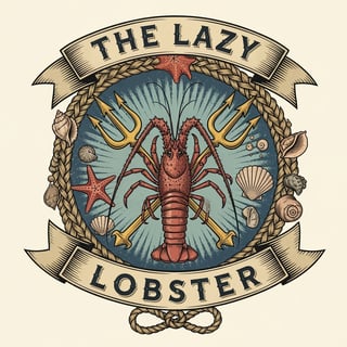 Vintage Seaside Lazy Lobster Badge