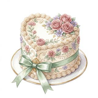 Watercolor Mini Heart-Shaped Cake