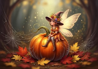 Adorable Halloween Fairy Illustration