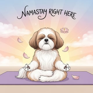Calm Shih Tzu Yoga Illustration