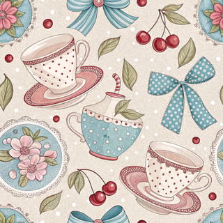 Feminine Tea Party Seamless Pattern