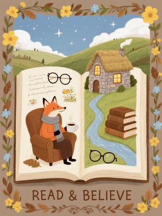 Whimsical Book Illustration with Fox