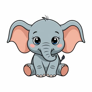 Cute Animated Baby Elephant Art