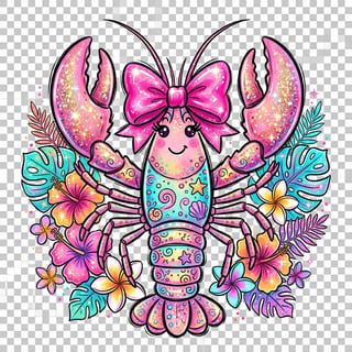 Cute Pink Lobster Illustration
