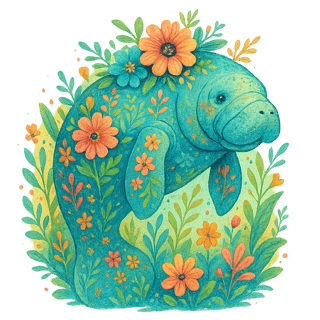 Boho Floral Marine Animal Illustrations