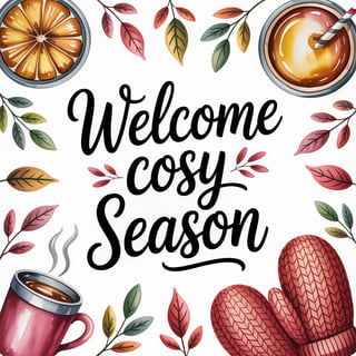 Welcome Cosy Season Watercolor Art
