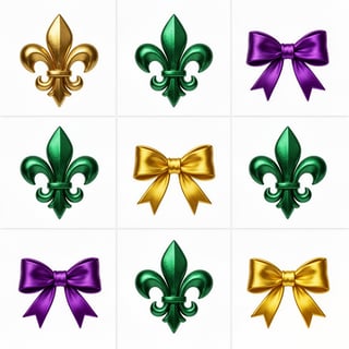 3x3 Grid of Fleur-de-Lis and Bows