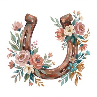 Floral Horseshoe Western Art