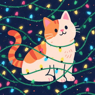 Christmas Cat in Twinkle Lights