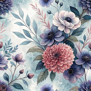 Watercolor Floral Pattern in Muted Pastels