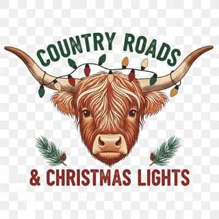 Western Christmas Highland Cow Graphic