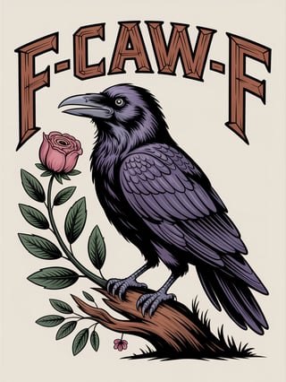 Raven with Earthy Brown Text