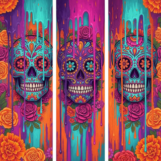 Vibrant Día de los Muertos Paint Stripes