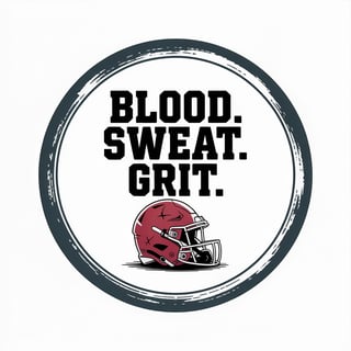 Jagged Badge with Bold Text and Helmet