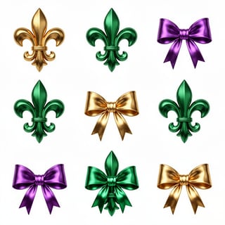 3x3 Metallic Fleur-de-Lis and Bows Grid