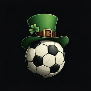 Vintage Soccer Ball with Leprechaun Hat