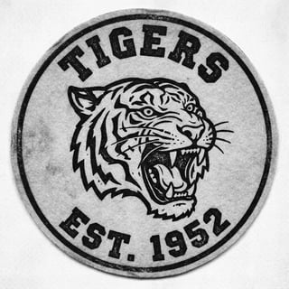 Retro Black and White Tiger Mascot