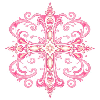 Symmetrical Pink Fantasy Cross Design