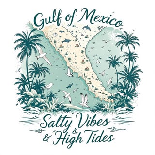 Vintage Coastal Map T-Shirt Design