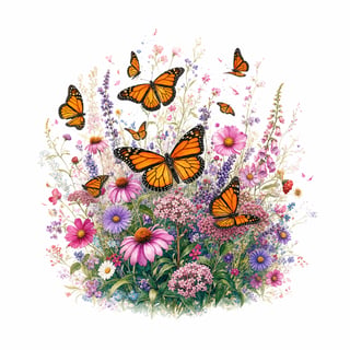 Vintage Monarch Butterfly Meadow