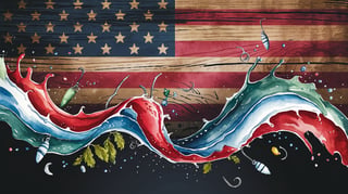 Watercolor American Flag Wave Design