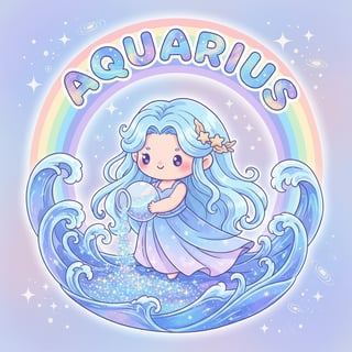 Chibi Aquarius with Stardust and Waves