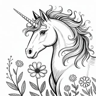 Black and White Unicorn Illustration