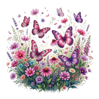 Vintage Pink & Purple Butterfly Meadow
