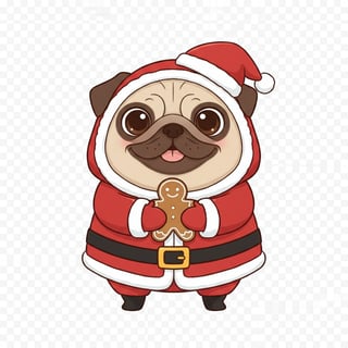 Pug in Santa Suit Cartoon