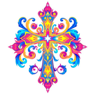 Symmetrical Fantasy Blue Cross Illustration