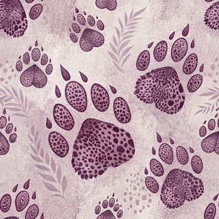 Cougar Paw Print Seamless Pattern