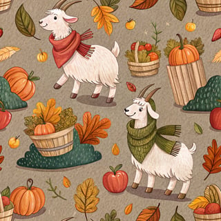 Fluffy Goats Autumn Pattern