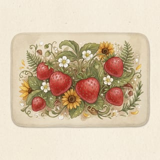 Strawberry Forest Bath Mat Illustration