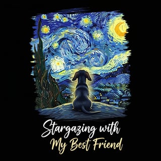 Starry Night Dachshund T-Shirt Design