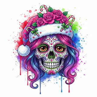 Day of the Dead Christmas Sugar Skull Art