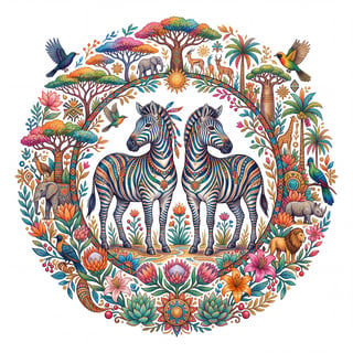 Zebra Landscape Centerpiece on White