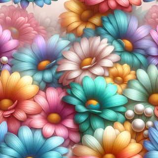 Hyper-Realistic Multicolored Daisy Flowers