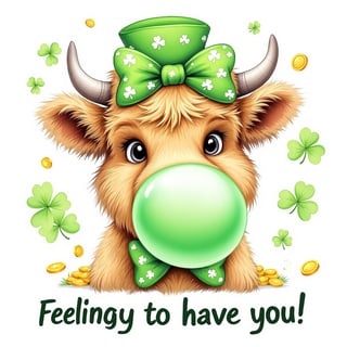 Playful St. Patrick's Day Highland Cow