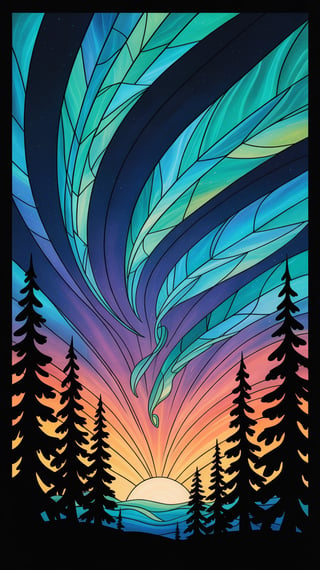 Luminous Stained Glass Aurora Borealis