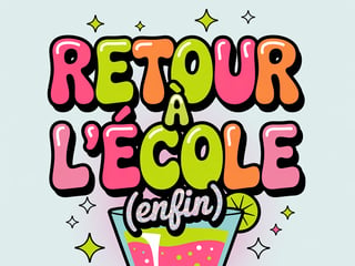 Back-to-school neon bubble letters