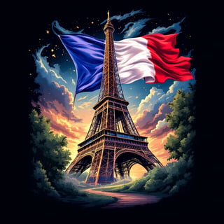 Eiffel Tower Vector Graphic T-Shirt Design