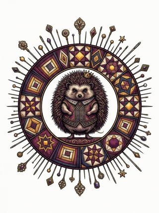 Ornate Hedgehog Quilt Illustration