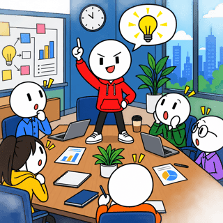 Flat 2D Cartoon Meeting Scene