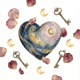 Celestial Heart with Vintage Valentine Elements