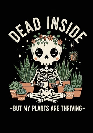 Gothic Cottagecore Skeleton T-Shirt Design