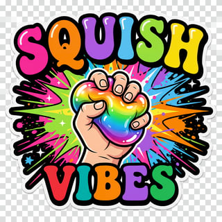 Colorful Squish Vibes Typography Sticker