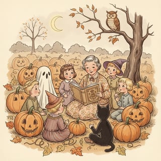 1940s Vintage Halloween Illustration