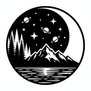 Black and White Night Landscape Logo