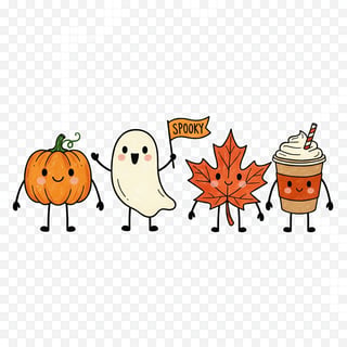Cute Fall Halloween Doodle Clipart PNG