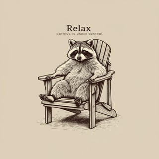 Relaxing Raccoon in Adirondack Chair